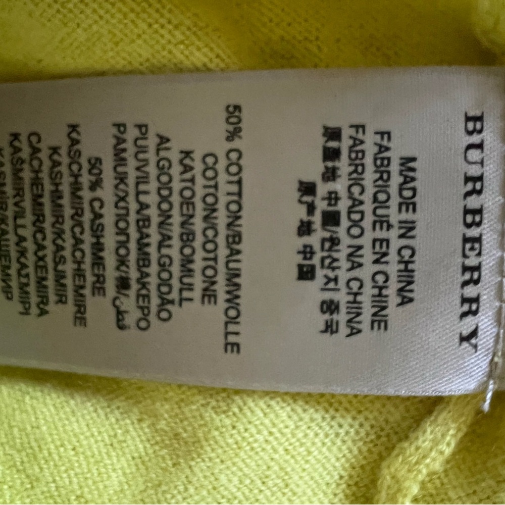 Burberry Bright Yellow Plaid sweater. Made of cotton and cashmere - Picture 3 of 3